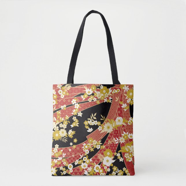 Bolso De Tela Floral Mix Kimono Pattern (Anverso)