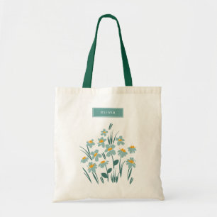 Bolso De Tela Floral moderno margarita azul giratorio elegante