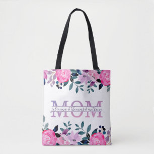 Bolso De Tela Floral Mom divide Monograma con nombres de niños