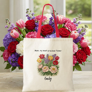 Bolso De Tela Floral Mother's Day Tote Bag – Elegant Flower 