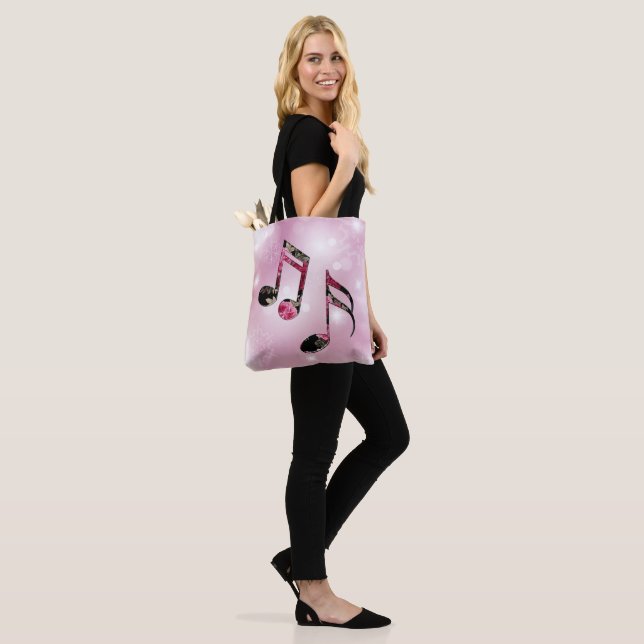 Bolso De Tela Floral Music Notes Pink Snowflakes (Puesto)