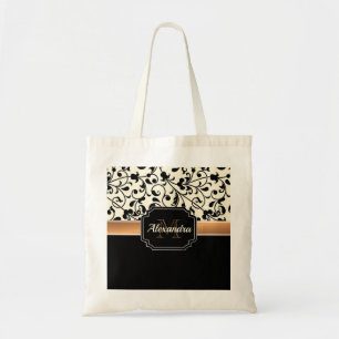 Bolso De Tela Floral negro y blanco