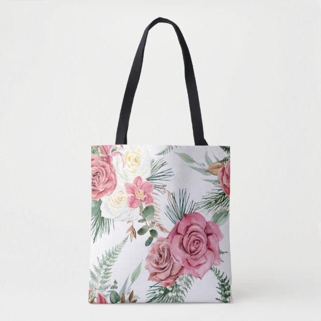 Bolso De Tela Floral Pattern Tote Bag (Anverso)