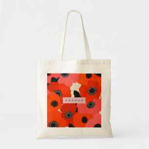 Bolso De Tela Floral Personalizada de Amapolas Rojas y Rosadas I