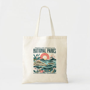 Bolso De Tela Floral Protege Parques Nacionales Retro Naturaleza