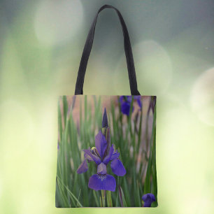 Bolso De Tela Floral Purple Iris Fotográfico Botánico