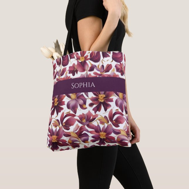 Bolso De Tela Floral púrpura (Detalle)