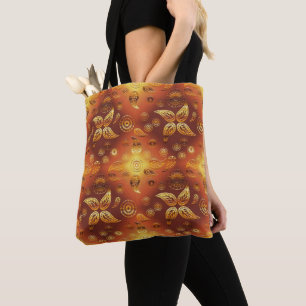 Bolso De Tela Floral retro de oro bohemio
