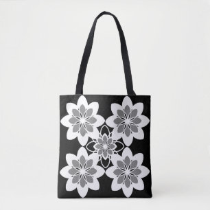 Bolso De Tela Floral retro retro blanco negro