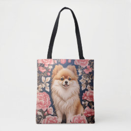 Bolso De Tela Floral rosa de perro de Pomerania