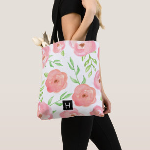 Bolso De Tela Floral rosa monogramado