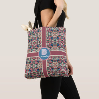 Bolso De Tela Floral Rosa Púrpura Púrpura Azul Rojo Monogramado