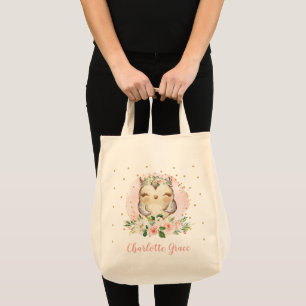 Bolso De Tela Floral rosa Rubor color de agua de búho