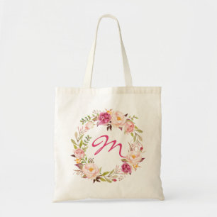 Bolso De Tela Floral rosa Rubor y monograma