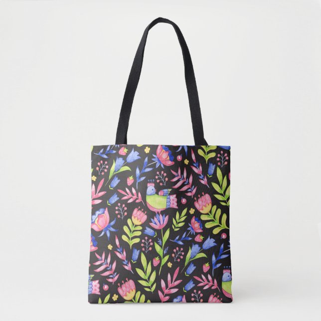 Bolso De Tela Floral seamless pattern design. Spring flowers and (Anverso)