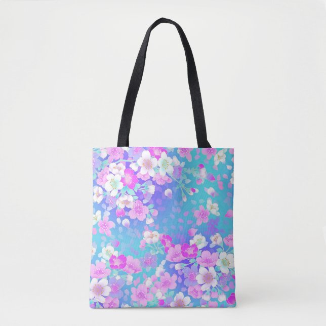 Bolso De Tela Floral sobre Azul (Anverso)