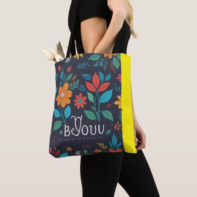 Bolso De Tela Floral Spring Blooms | Monograma negro verde (Detalle)