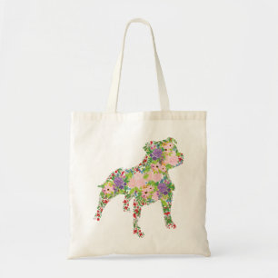 Bolso De Tela Floral Staffordshire Bull Terrier