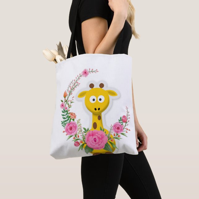Bolso De Tela Floral Tote Bag Giraffe (Detalle)