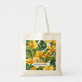 Bolso De Tela Floral tropical amarilla personalizable