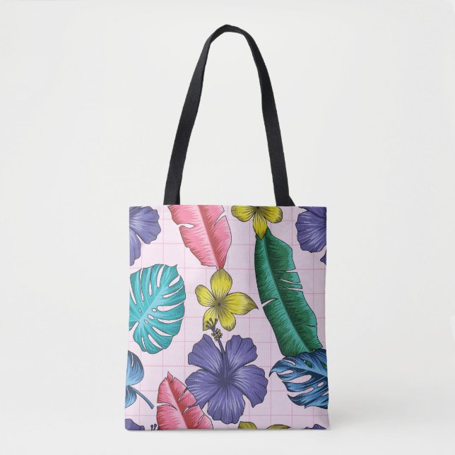 Bolso De Tela Floral tropical: patrón de hojas sin soldadura (Anverso)