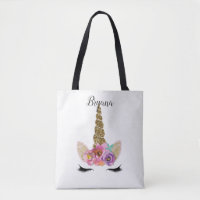 Floral Unicornio Purpurina de Oro Girly Chicas Esp