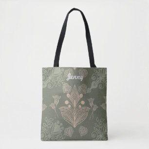 Bolso De Tela Floral verde Art Nouveau personalizada
