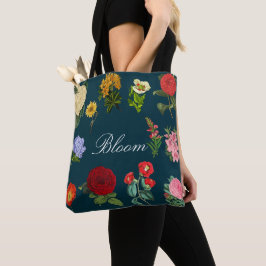 Bolso De Tela Floral Vintage Bloom Negro Botánico Oscuro