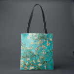Bolso De Tela Floral vintage de árbol de almendras floreciente V<br><div class="desc">Este cuadro azul de aceite verde "Arbol de almendras floreciente" fue hecho en 1890 por el artista holandés post-impresionista Vincent Willem van Gogh (1853-1890).
   Es nuestra serie Bella Artes número 113.</div>