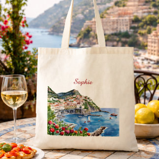 Bolso De Tela Floral Watercolor Italian Amalfi Coast Name