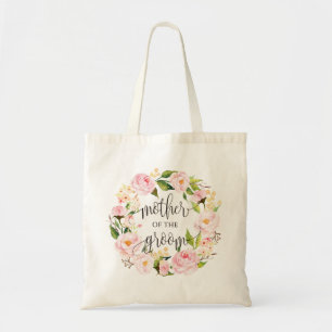 Bolso De Tela Floral Wreath, Madre del Groom, caligrafía-2