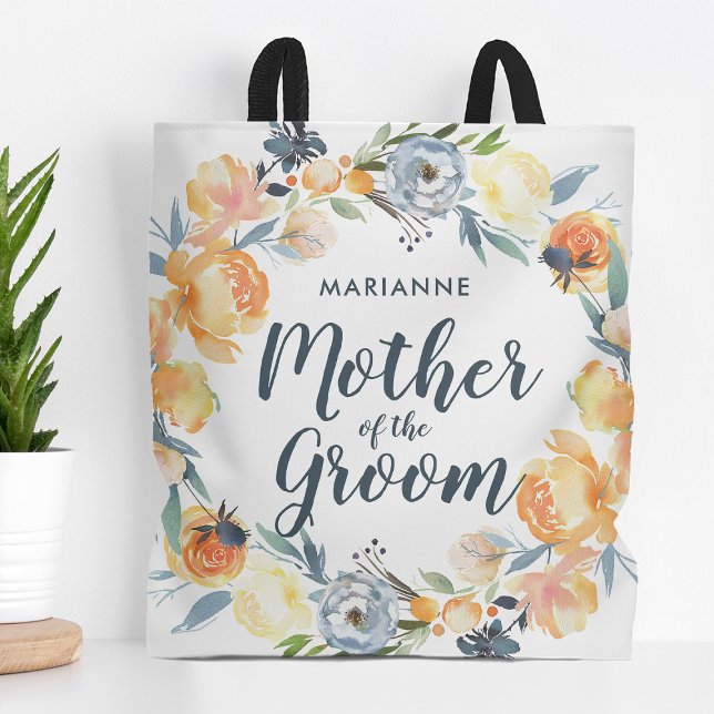 Bolso De Tela Floral Wreath Monogramed Madre del Groom (Subido por el creador)
