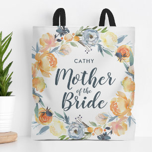 Bolso De Tela Floral Wreath Monogrammed Madre de la novia