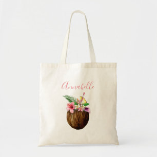 Bolso De Tela Floral y coco tropical hawaiano