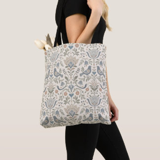 Bolso De Tela Floral y pájaros nórdicos Flores escandinavas