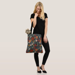 Bolso De Tela Florales de invierno ventilado a mano verde oscuro