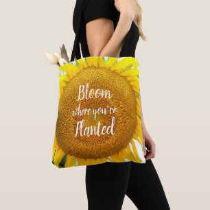 Bolso De Tela Florece donde estás plantada Amarillo Girasol