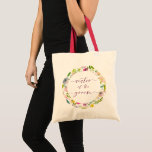 Bolso De Tela Floreciente Casa de la Moneda de la Moda y hermana<br><div class="desc">Moda floreciente Mint & Peach Watercolor Diseño Floral con suculentos pintados, hojas y flores de peonía. Un toque fresco y natural para un boda primaveral o veraniego, con paleta de colores Rubor rosa, verde menta, melocotón y borgoña. Con elementos florales pintados a mano, letra de escritura moderna y de moda...</div>