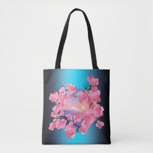 Bolso De Tela Florecimiento de cerezos en el Monte Fuji
