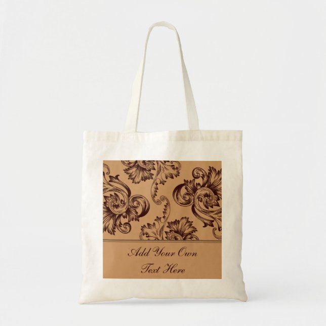 Bolso De Tela Florecimiento de la cosecha (Marrón oscuro) (Frente)