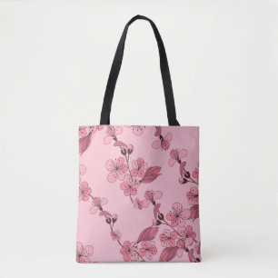 Bolso De Tela Florecimiento del cerezo en color rosa sobre fondo