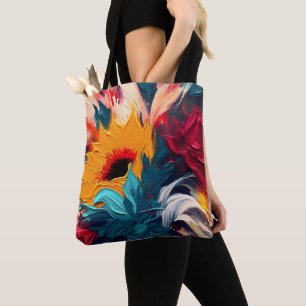 Bolso De Tela Florecimiento Radiante – Expresión Floral Abstract