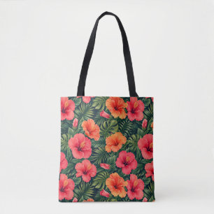 Bolso De Tela Florecimientos Vibrantes de Hibisco Tropical