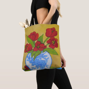 Bolso De Tela Florero de tulipanes