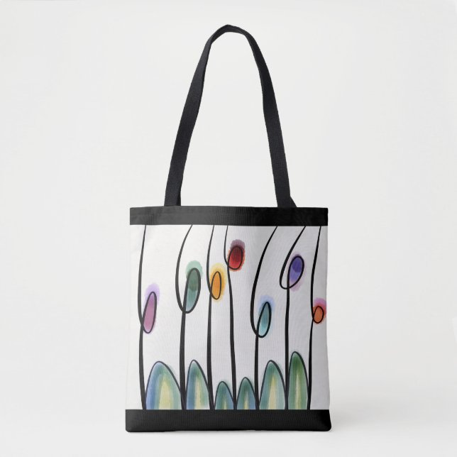Bolso De Tela Flores abstractas de arte moderno (Anverso)