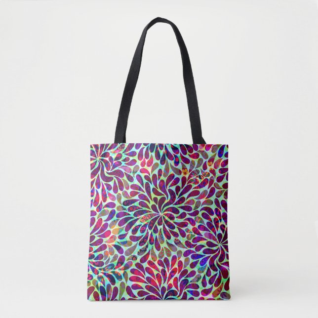 Bolso De Tela Flores abstractas púrpura (Anverso)