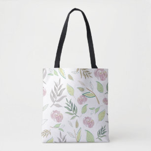 Bolso De Tela Flores Acuarela Festivas