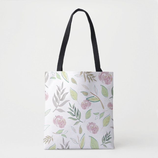 Bolso De Tela Flores Acuarela Festivas (Anverso)