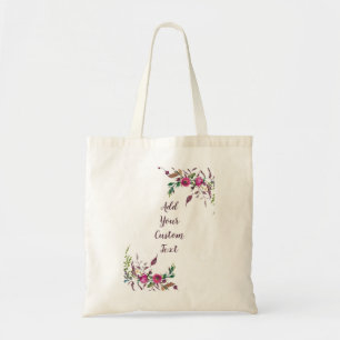 Bolso De Tela Flores acuarela sueltas rosadas personalizables