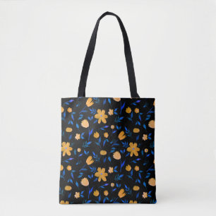 Bolso De Tela Flores acuarelas dibujadas a mano y patrón de hoja